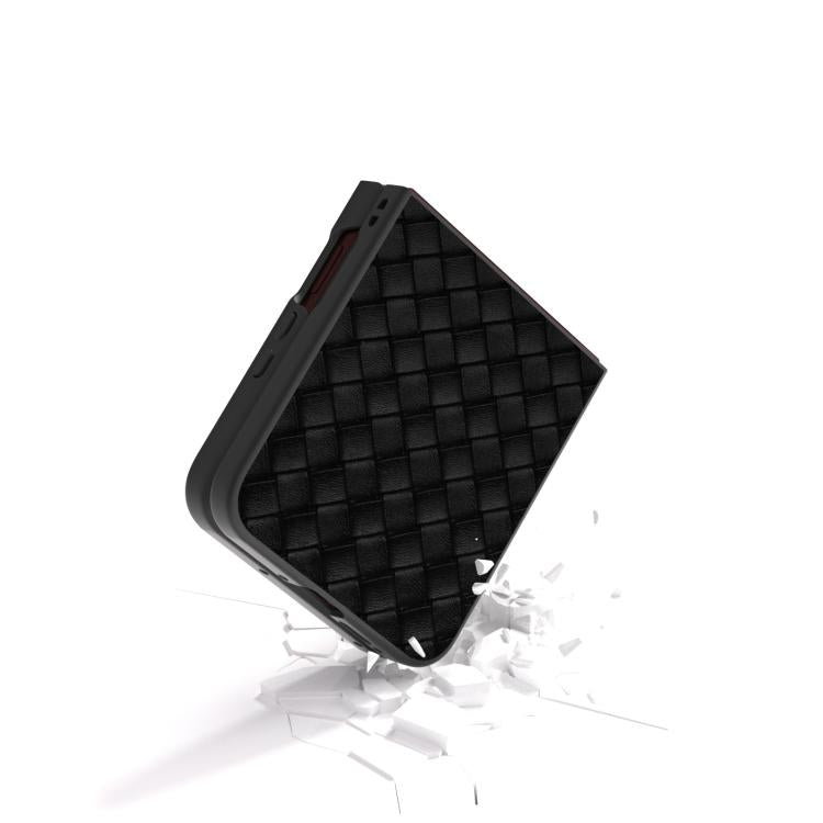 For Motorola Razr 60 Ultra Black Frame Woven Texture PU Phone Case
