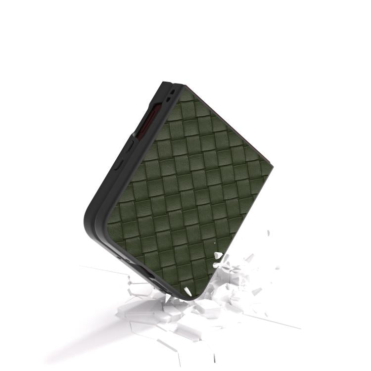 For Motorola Razr 60 Ultra Black Frame Woven Texture PU Phone Case