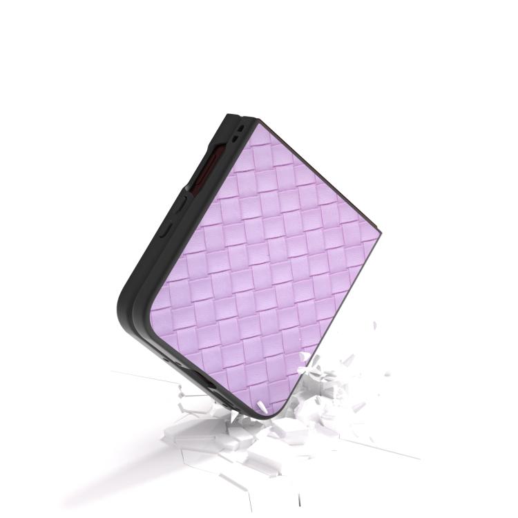For Motorola Razr 60 Ultra Black Frame Woven Texture PU Phone Case