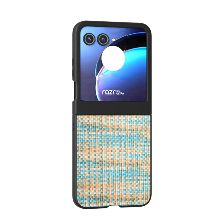 For Motorola Razr 50 Black Frame Color Lattice Texture PU Phone Case