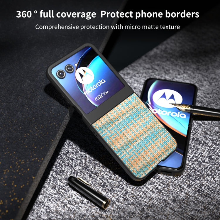 For Motorola Razr 50 Black Frame Color Lattice Texture PU Phone Case