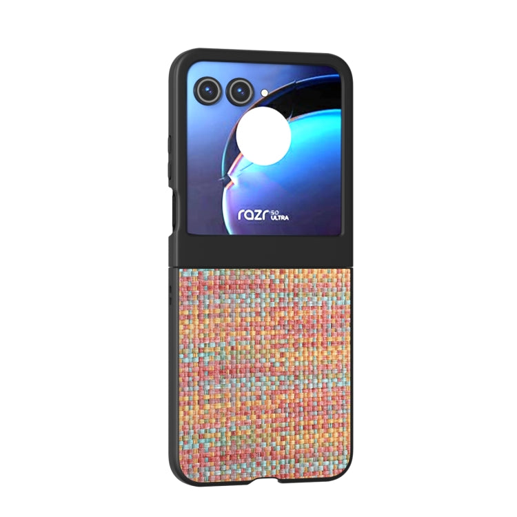 For Motorola Razr 50 Black Frame Color Lattice Texture PU Phone Case