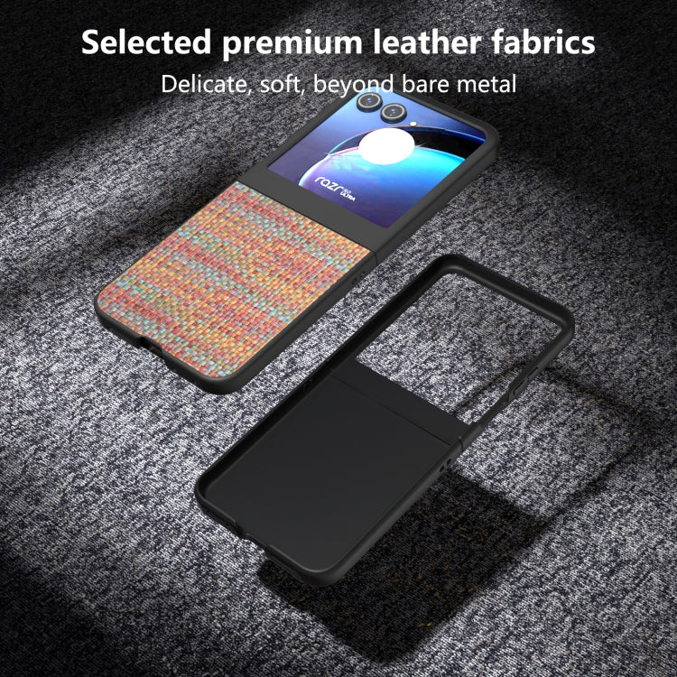 For Motorola Razr 50 Black Frame Color Lattice Texture PU Phone Case