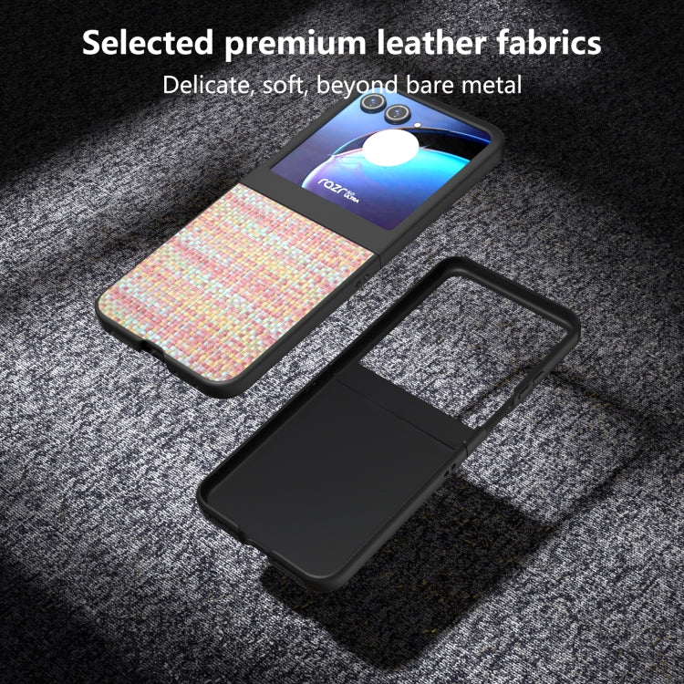 For Motorola Razr 50 Black Frame Color Lattice Texture PU Phone Case