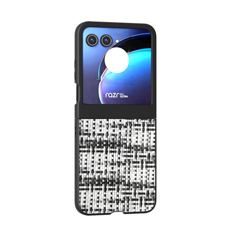 For Motorola Razr 50 Black Frame Color Lattice Texture PU Phone Case