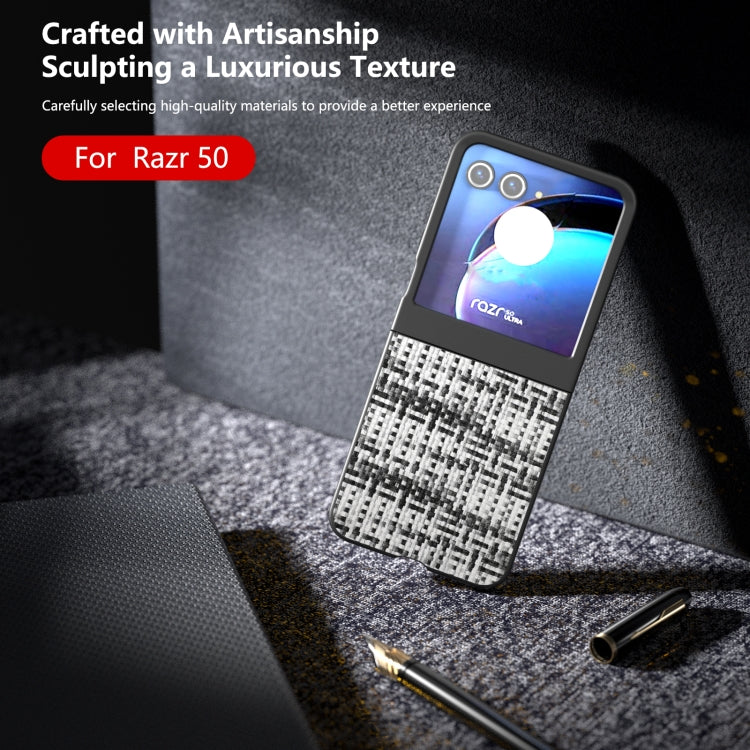 For Motorola Razr 50 Black Frame Color Lattice Texture PU Phone Case