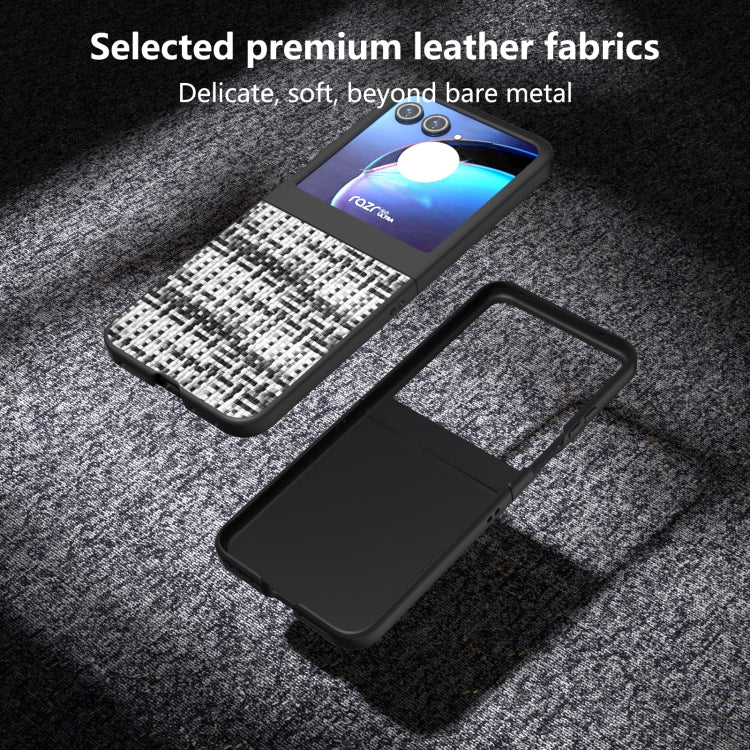 For Motorola Razr 50 Black Frame Color Lattice Texture PU Phone Case