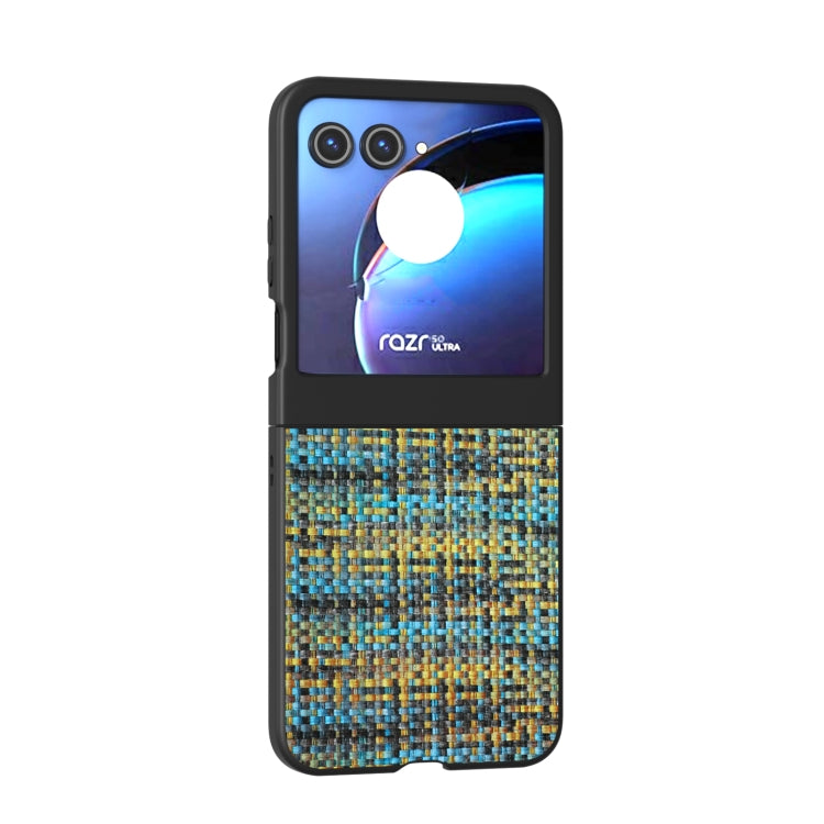 For Motorola Razr 50 Black Frame Color Lattice Texture PU Phone Case