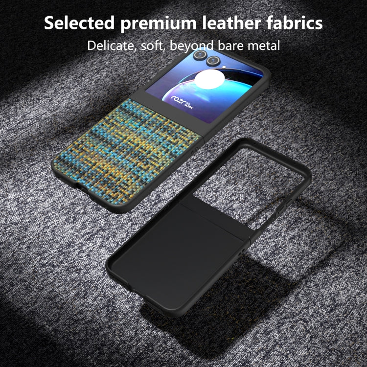 For Motorola Razr 50 Black Frame Color Lattice Texture PU Phone Case
