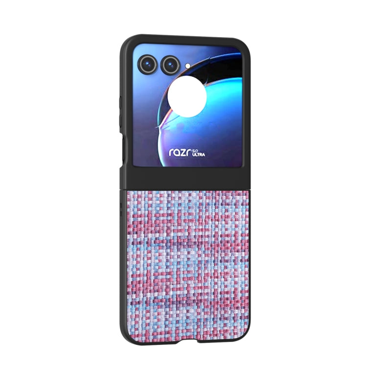 For Motorola Razr 50 Black Frame Color Lattice Texture PU Phone Case