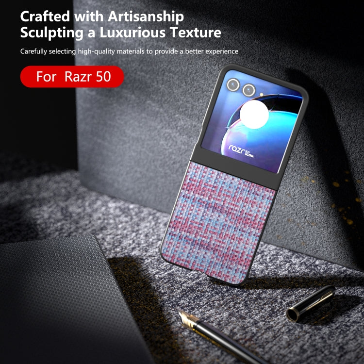 For Motorola Razr 50 Black Frame Color Lattice Texture PU Phone Case