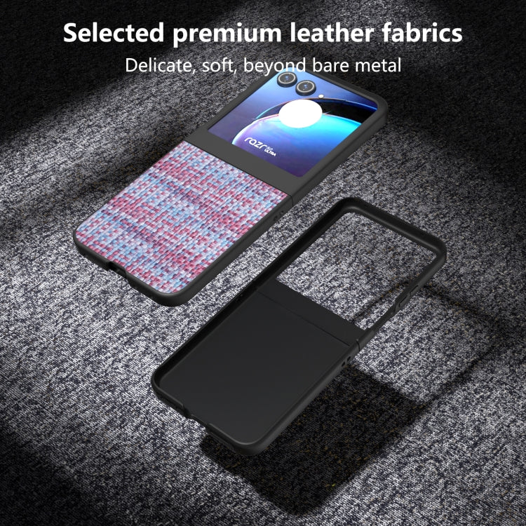 For Motorola Razr 50 Black Frame Color Lattice Texture PU Phone Case