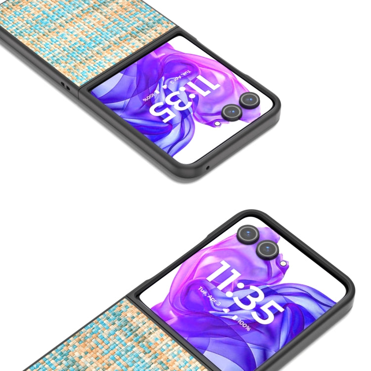 For Motorola Razr 50 Ultra Black Frame Color Lattice Texture PU Phone Case