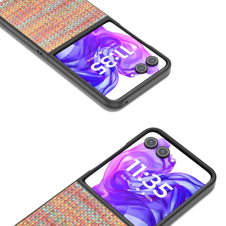 For Motorola Razr 50 Ultra Black Frame Color Lattice Texture PU Phone Case