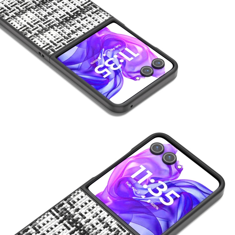 For Motorola Razr 50 Ultra Black Frame Color Lattice Texture PU Phone Case