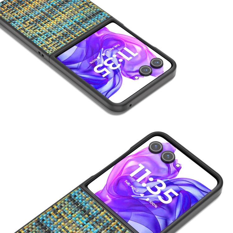 For Motorola Razr 50 Ultra Black Frame Color Lattice Texture PU Phone Case