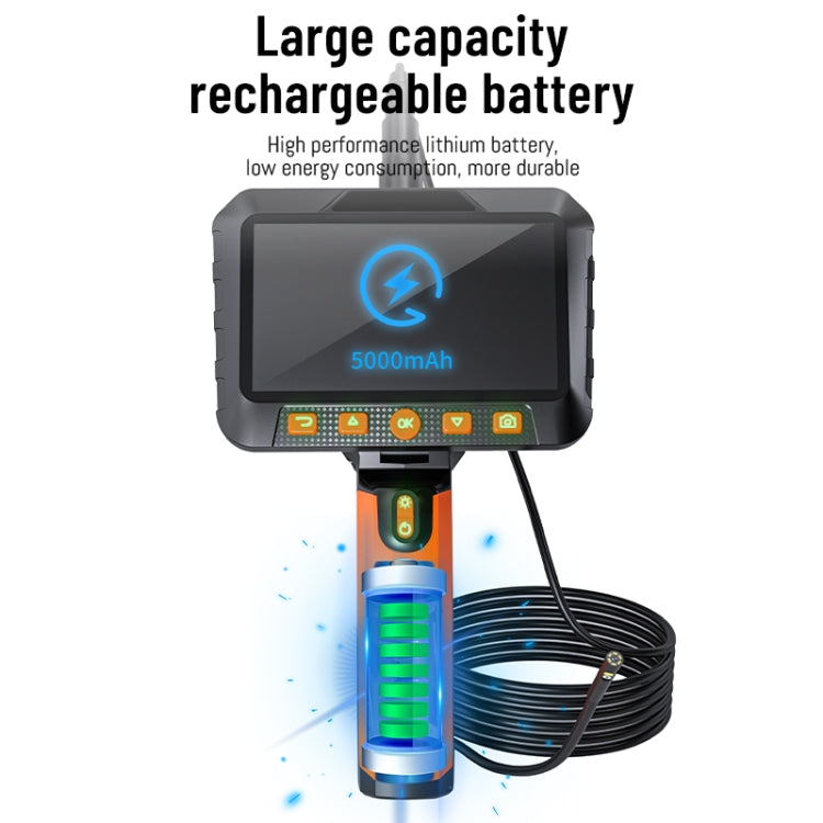 T27 5 inch IPS Color Screen 8mm Single Camera Handheld Hard Cable HD Industrial Endoscope, Length:3.5m - Orange Black
