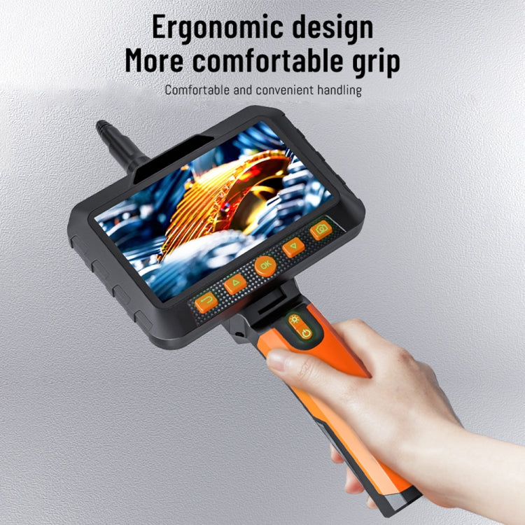 T27 5 inch IPS Color Screen 8mm Single Camera Handheld Hard Cable HD Industrial Endoscope, Length:3.5m - Orange Black