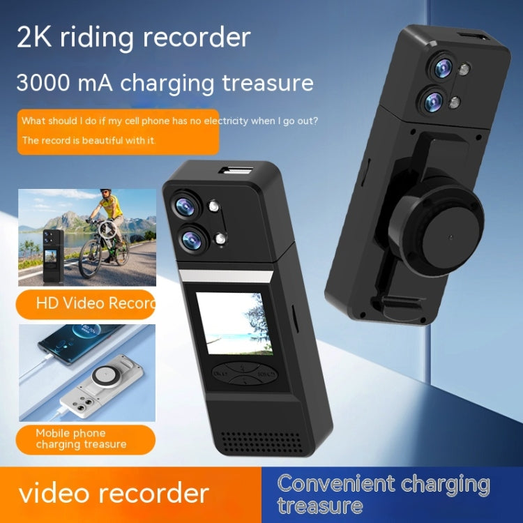 A3 1.5 inch Color Screen 180 Degree Rotation HD Outdoor Sports Recorder - Black