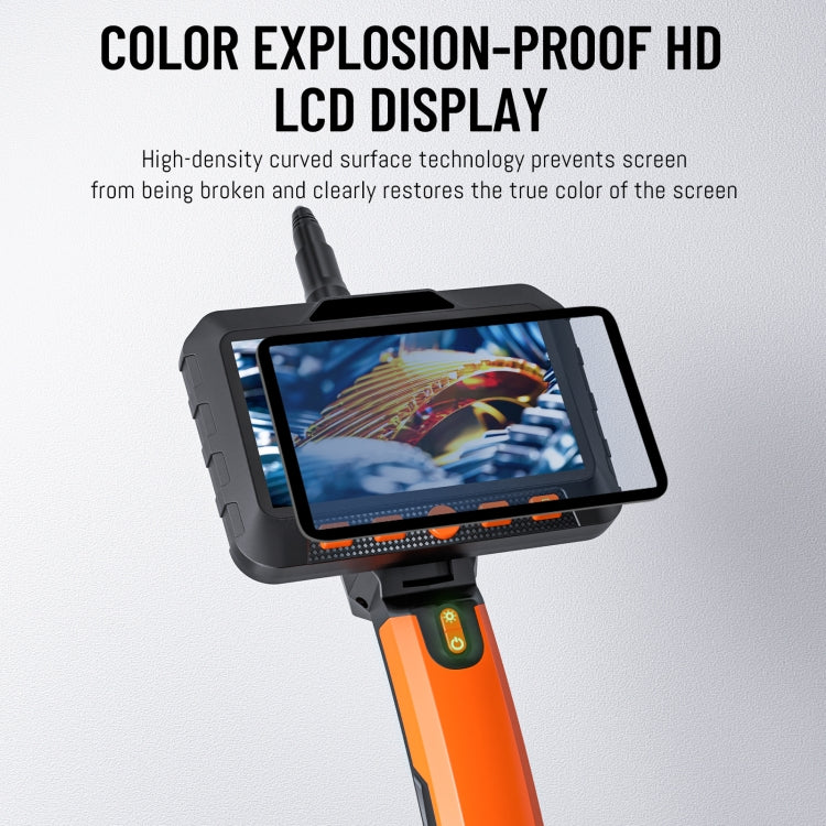 T27 5 inch IPS Color Screen 3.9mm Single Camera Handheld Hard Cable HD Industrial Endoscope, Length:5m - Orange Black
