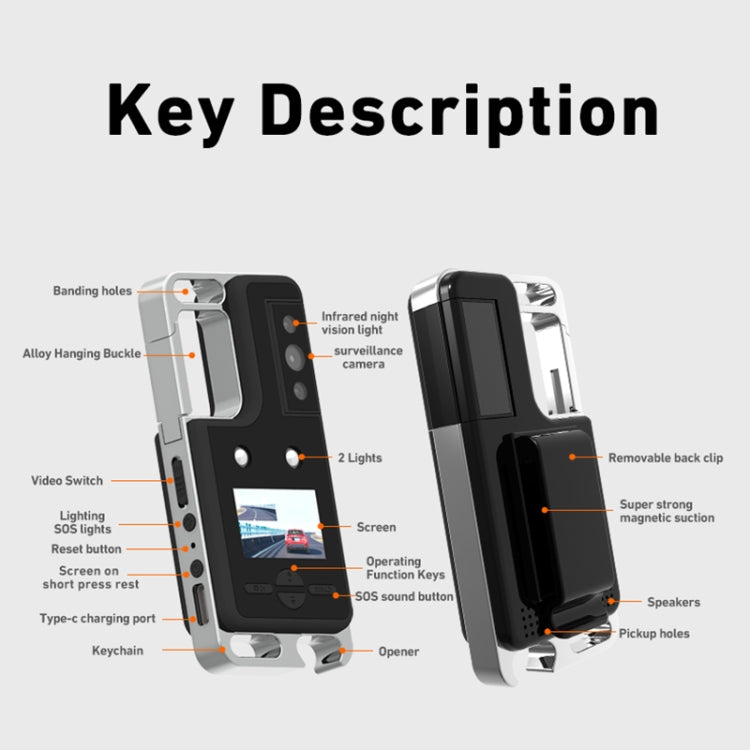 D6 2K Acoustic and Visual Distress Signal Cycling SOS Recorder with Light - Black