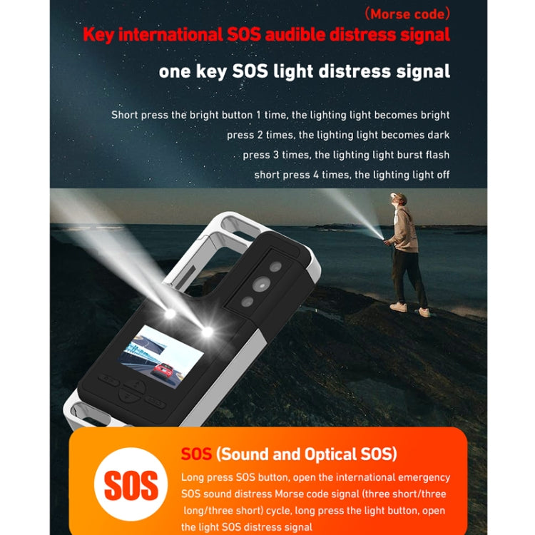 D6 2K Acoustic and Visual Distress Signal Cycling SOS Recorder with Light - Black