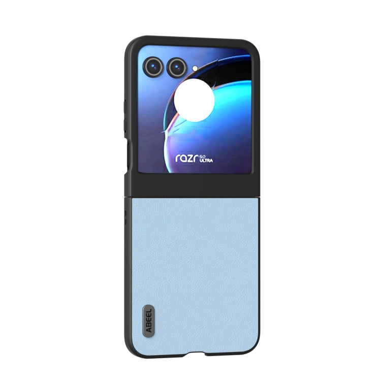 For Motorola Razr 50 ABEEL Genuine Leather Wave Black Edge Phone Case