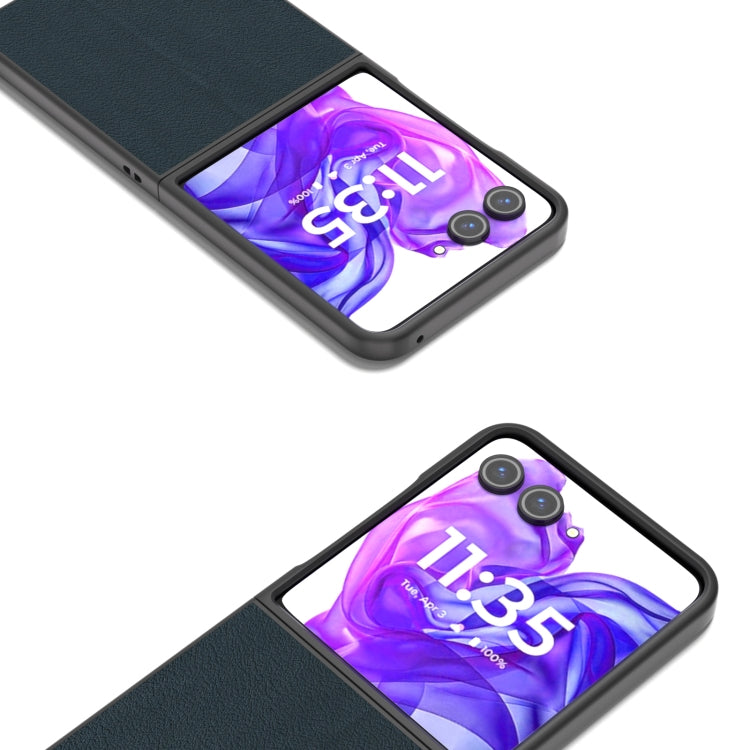 For Motorola Razr 50 Ultra ABEEL Genuine Leather Wave Black Edge Phone Case