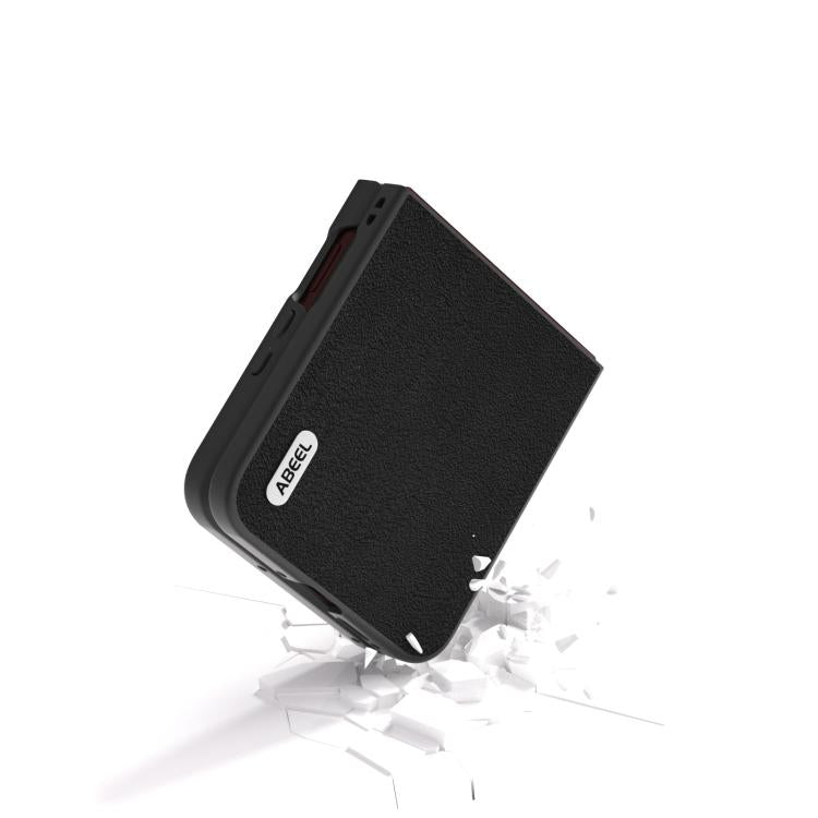 For Motorola Razr 60 Ultra ABEEL Genuine Leather Wave Black Edge Phone Case
