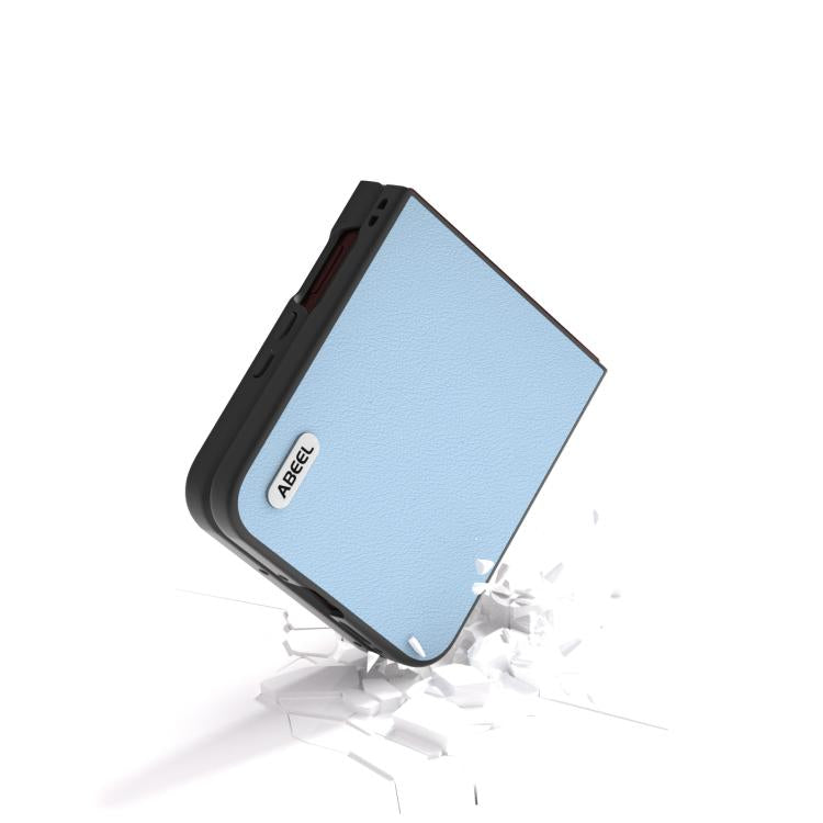 For Motorola Razr 60 Ultra ABEEL Genuine Leather Wave Black Edge Phone Case