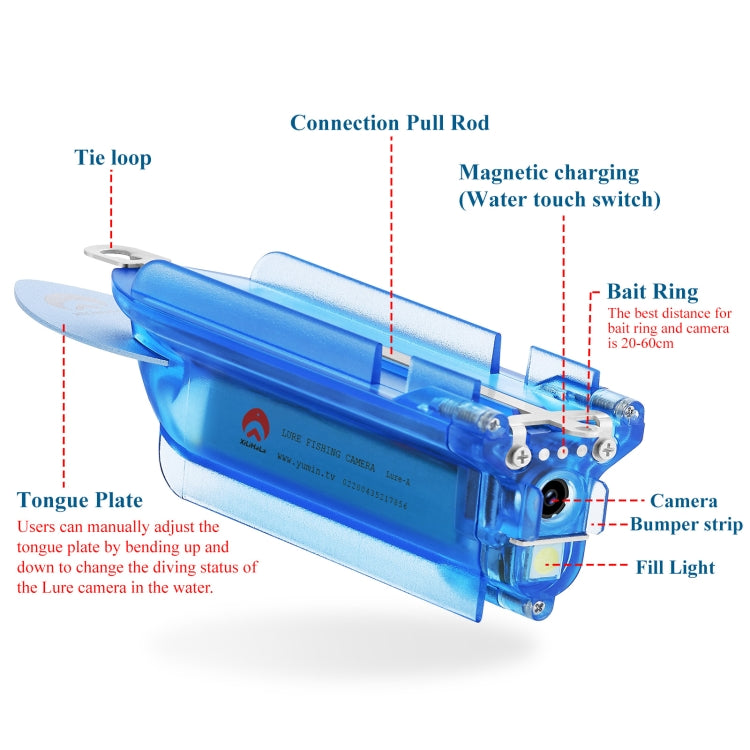 Lure 1080P Wireless Underwater Fishing Video Camera with Loop Recording / APP Remote Control - Blue