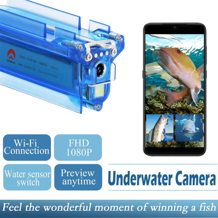 Lure 1080P Wireless Underwater Fishing Video Camera with Loop Recording / APP Remote Control - Blue
