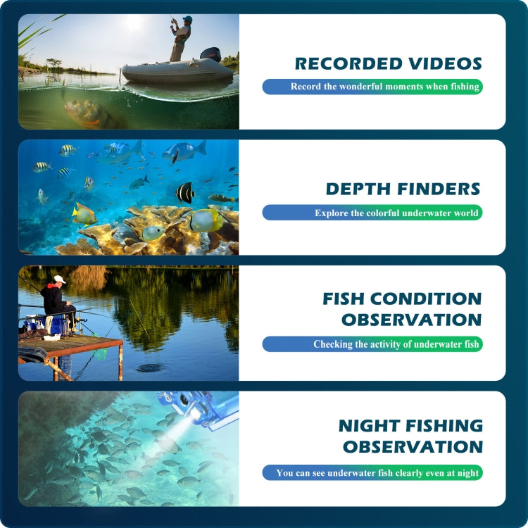 Lure 1080P Wireless Underwater Fishing Video Camera with Loop Recording / APP Remote Control - Blue