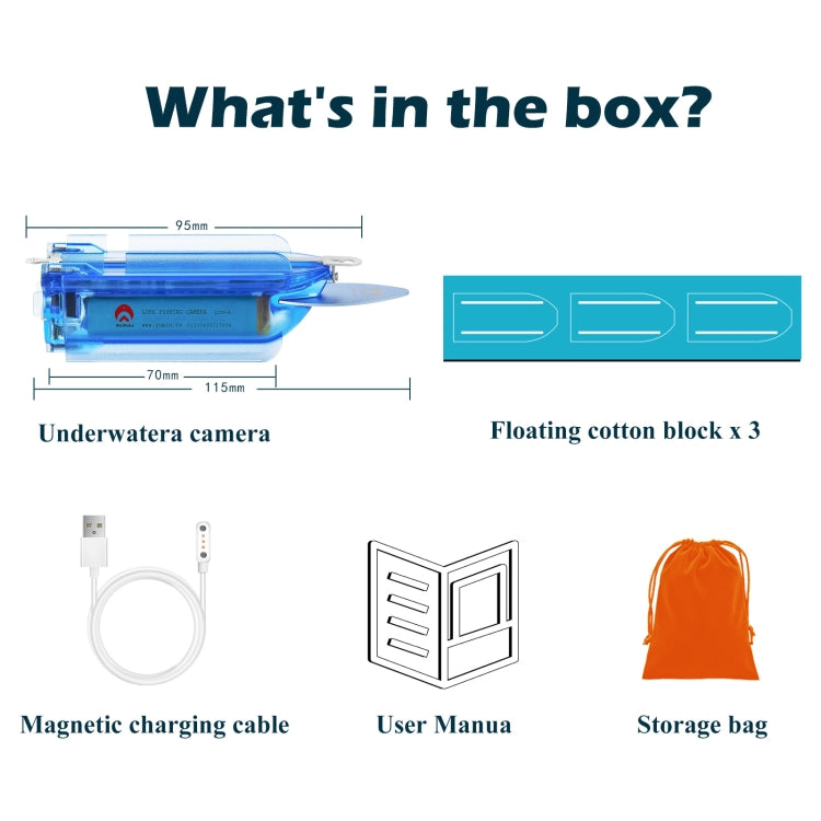 Lure 1080P Wireless Underwater Fishing Video Camera with Loop Recording / APP Remote Control - Blue