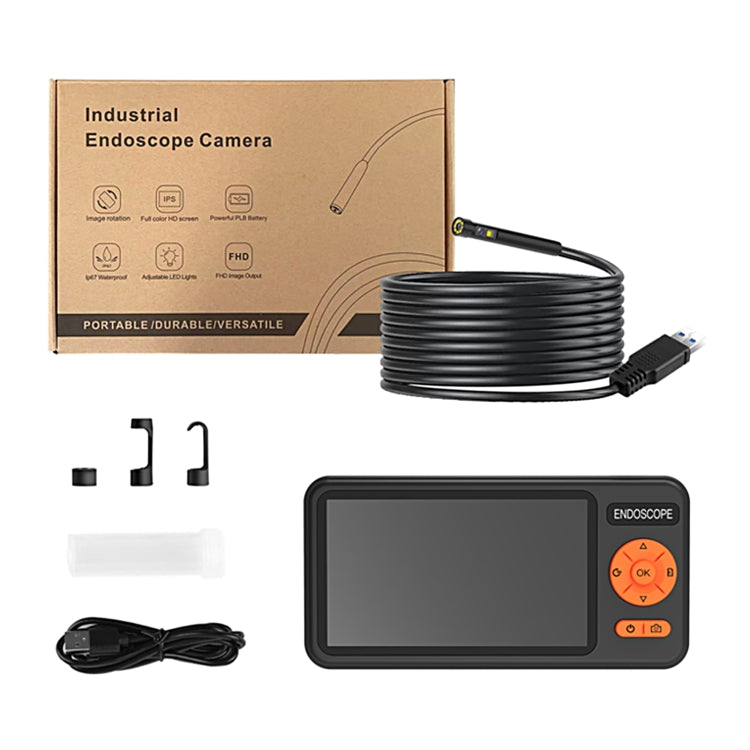 T29 5 inch IPS Screen 5.5mm Single Lens IP67 Waterproof Industrial Endoscope With Bracket, Length:5m
