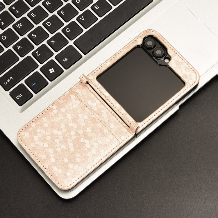 For Samsung Galaxy Z Flip7 FE / Z Flip6 5G Honeycomb Dot Texture Leather Phone Case