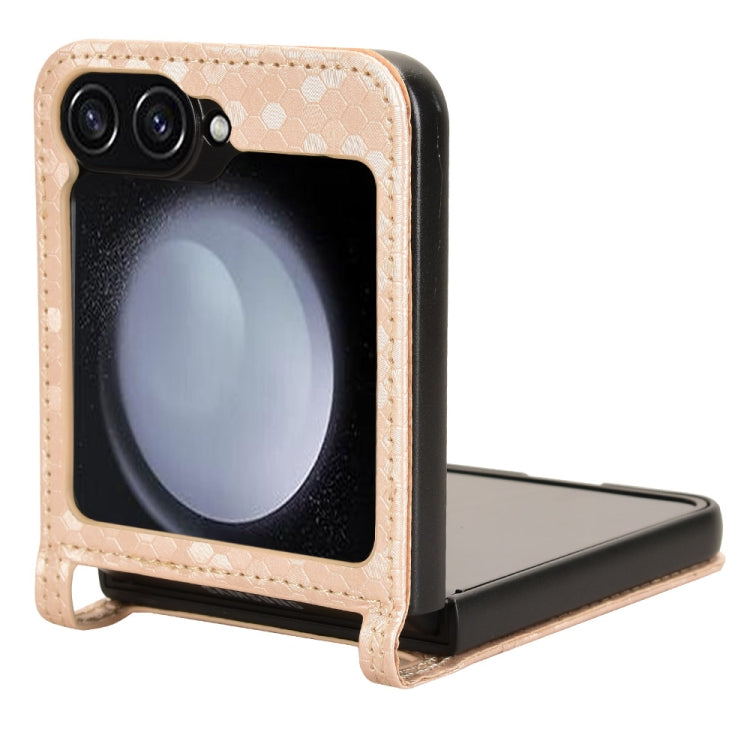 For Samsung Galaxy Z Flip7 FE / Z Flip6 5G Honeycomb Dot Texture Leather Phone Case