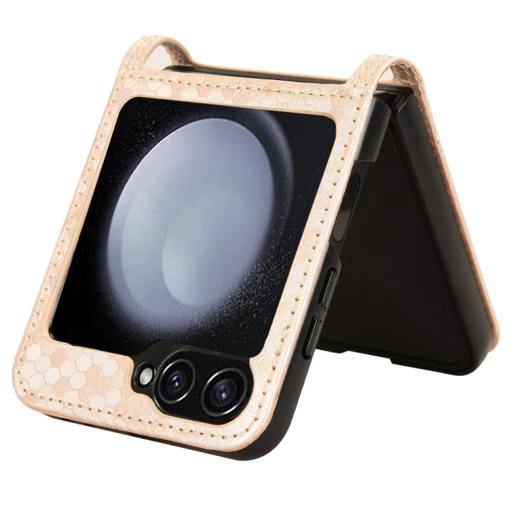 For Samsung Galaxy Z Flip7 FE / Z Flip6 5G Honeycomb Dot Texture Leather Phone Case