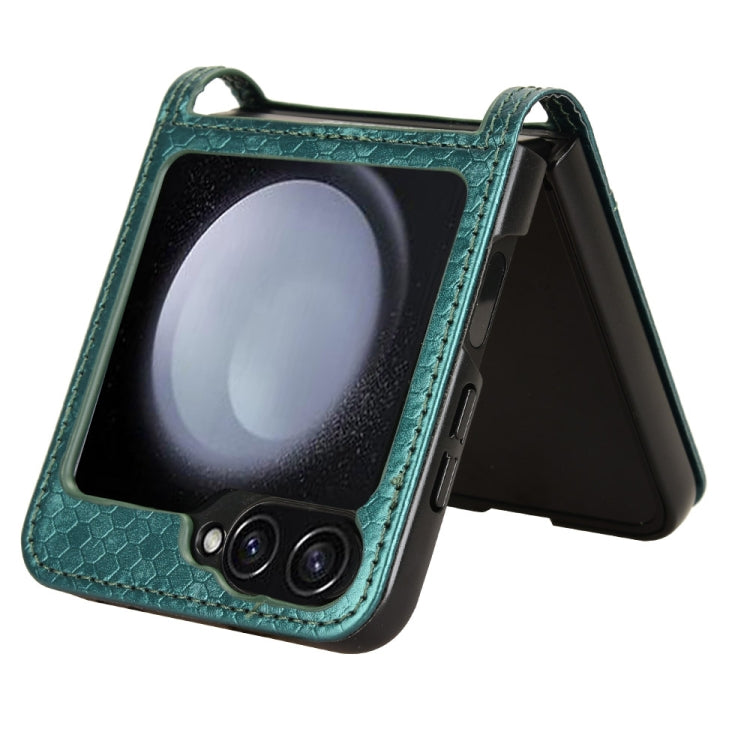 For Samsung Galaxy Z Flip7 FE / Z Flip6 5G Honeycomb Dot Texture Leather Phone Case