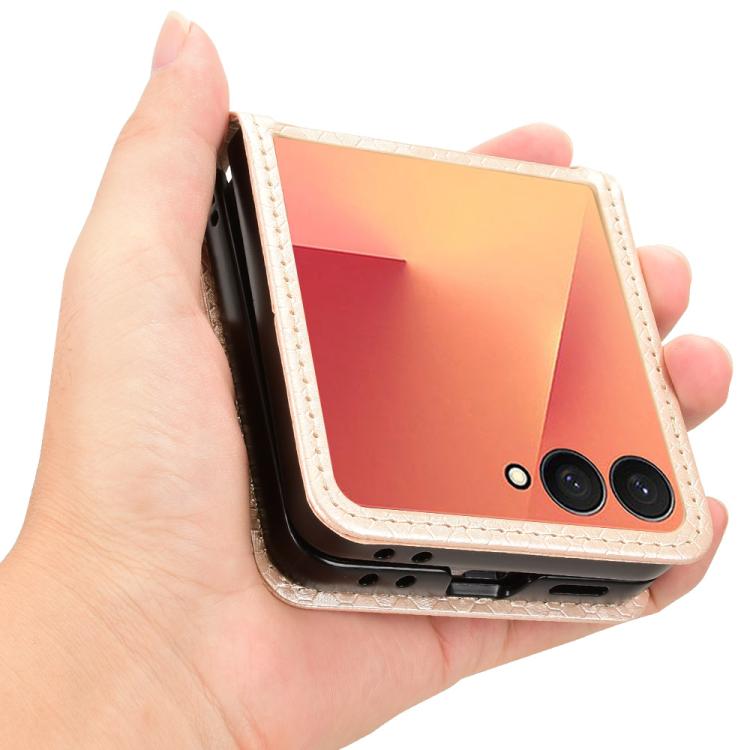 For Samsung Galaxy Z Flip7 5G Honeycomb Dot Texture Leather Phone Case