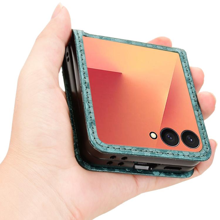 For Samsung Galaxy Z Flip7 5G Honeycomb Dot Texture Leather Phone Case