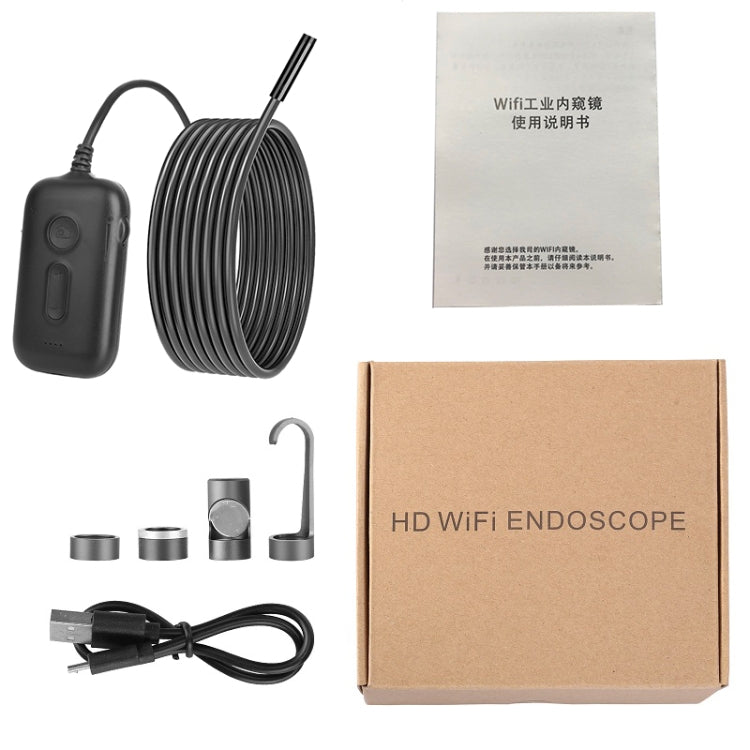 Y15 8mm Single Camera WiFi Connected Hard Cable HD Industrial Endoscope, Length:3.5m - Black