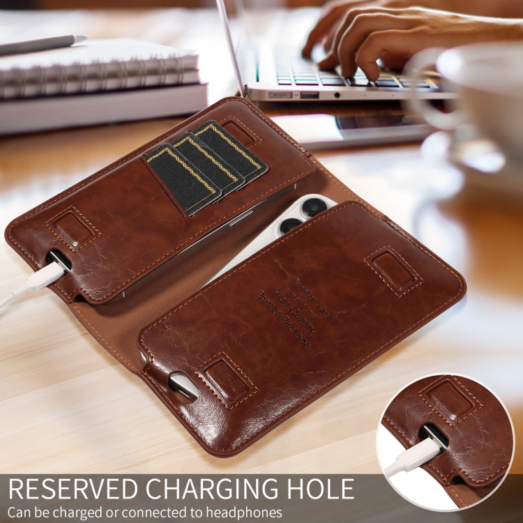 PU Flip Double Phone Card Slot Case, Size:17 x 9.5cm