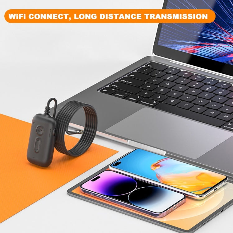 Y15 5.5mm Single Camera WiFi Connected Hard Cable HD Industrial Endoscope, Length:10m - Black