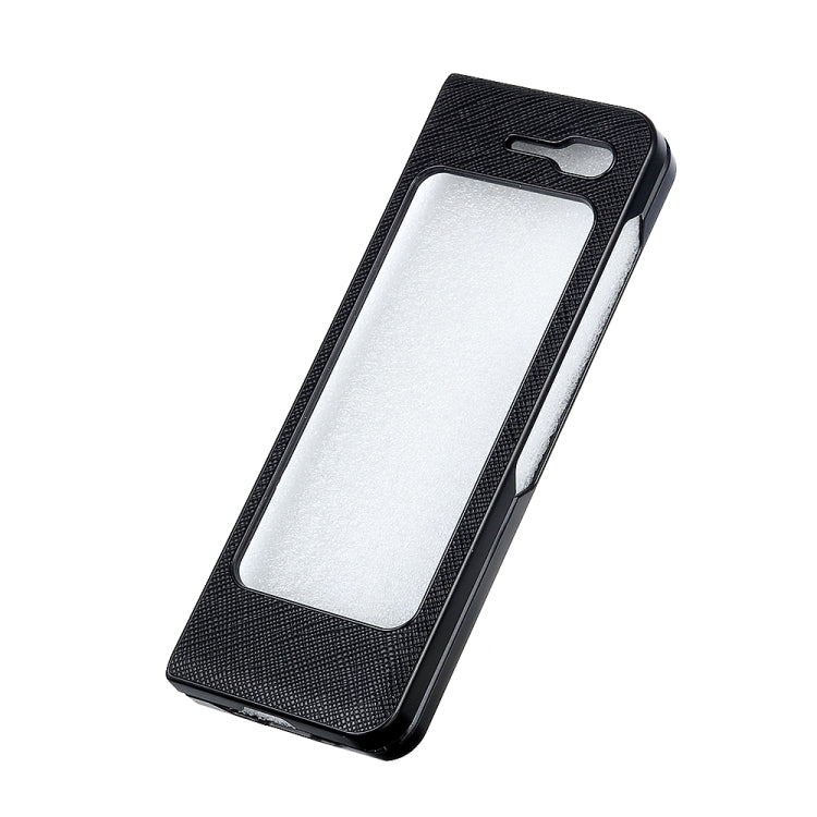 For Samsung Galaxy Fold 5G Hella Cross Texture Top-grain Leather + PC + TPU Shockproof Protective Case(Black)