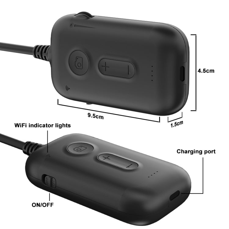 Y15 7.9mm Triple Camera WiFi Connected Hard Cable HD Industrial Endoscope, Length:2m - Black