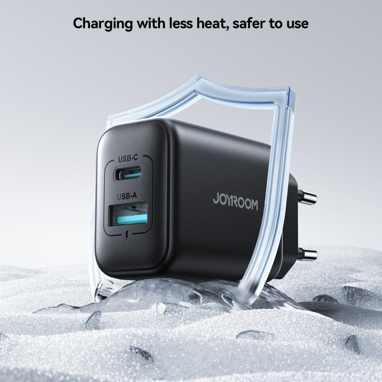 JOYROOM JR-TCF13 25W Dual Ports USB + Type-C Charger, Plug:EU Plug - Black