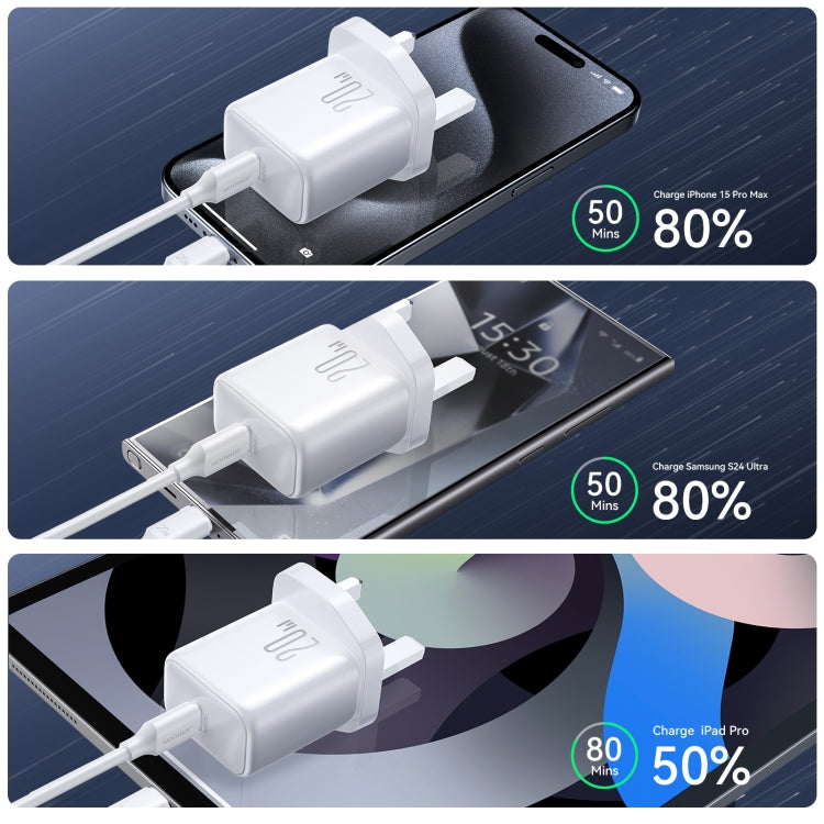 JOYROOM JR-TCF20 PD20W USB-C / Type-C Port Charger, Plug:UK Plug - White