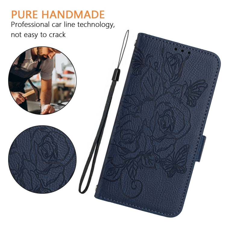 For iPhone 8 Plus / 7 Plus Embossed Rose RFID Anti-theft Leather Phone Case
