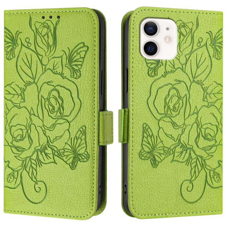 For iPhone 11 Embossed Rose RFID Anti-theft Leather Phone Case